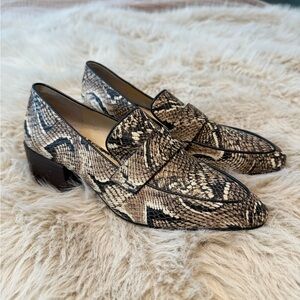 Vince Camputo Women’s Snake-Print Loafers in Beige/Black